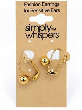 NWT Simply Whispers Gold Tone Ball Earrings for Sensitive Ears